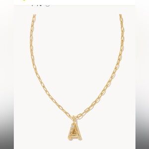 Crystal Letter A Gold Short Pendant Necklace in White Crystal